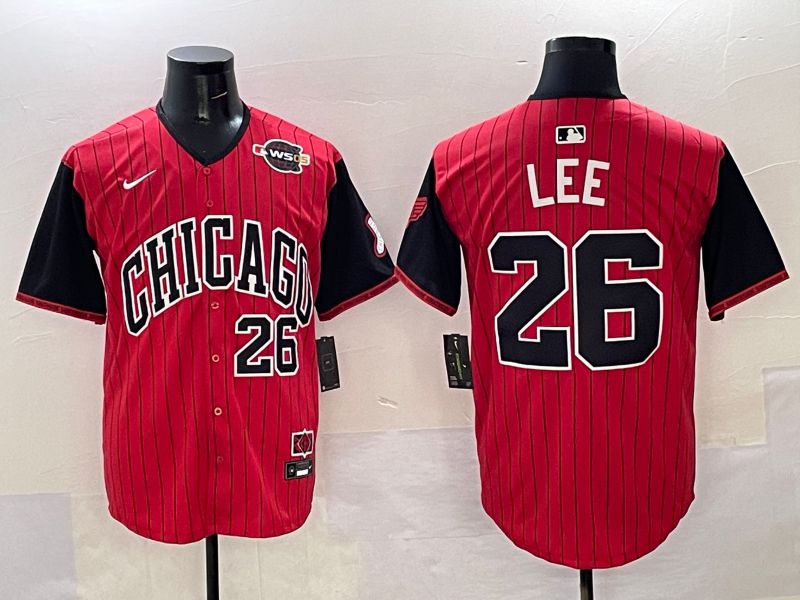 Men Chicago White Sox #26 Lee Red Stripe Joint Name Nike 2025 MLB Jersey style 34